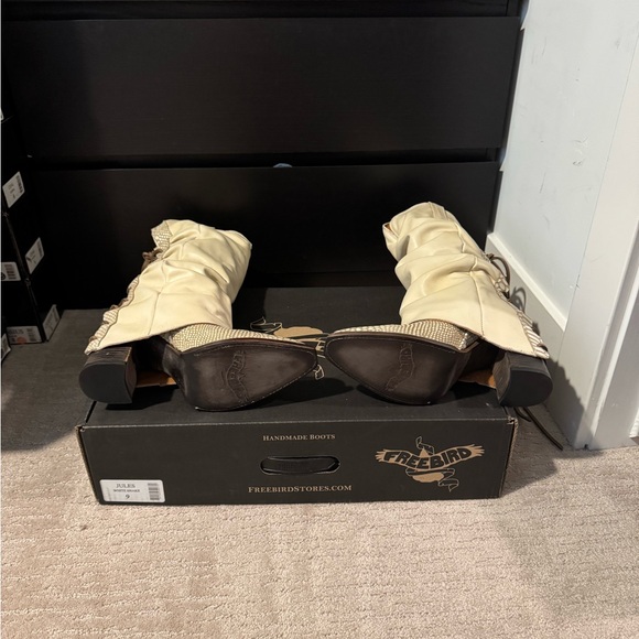 Freebird Cream and Tan Over the Knee Boots - Picture 4 of 4